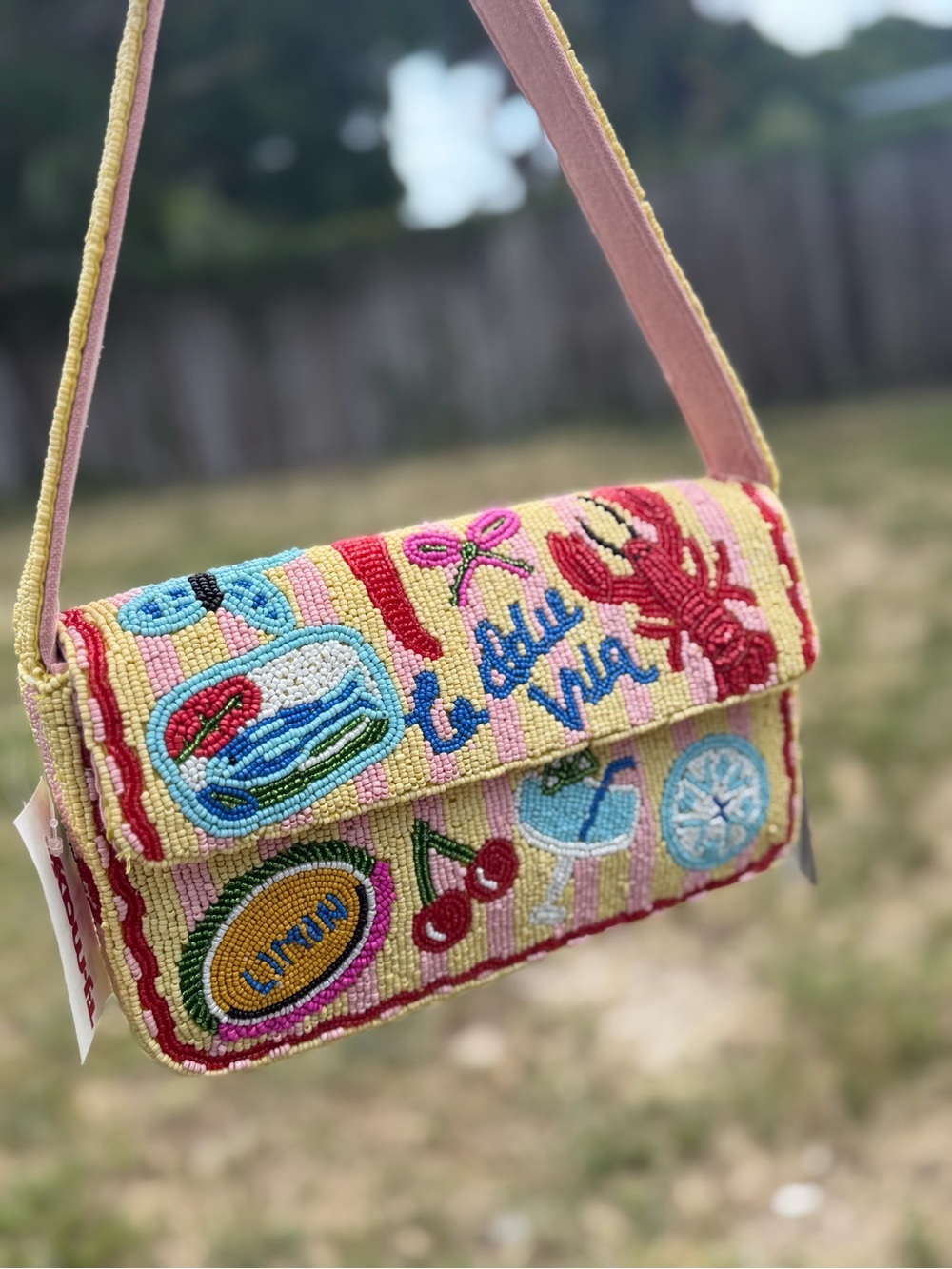 America and beyond Beaded Coastal Motif Shoulder Bag